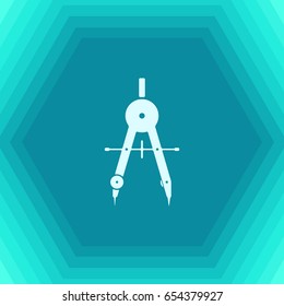 Vector flat compasses icon on hexagonal background 