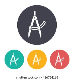 Vector flat compasses icon with set of 3 colors  
