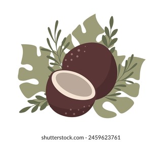 Vector flat composition with coconut