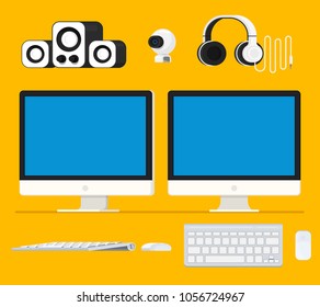 Vector flat computer monitor