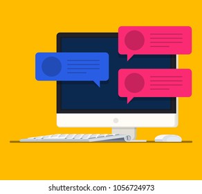 Vector flat computer monitor. message