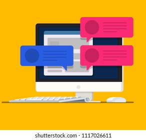 Vector flat computer monitor. message