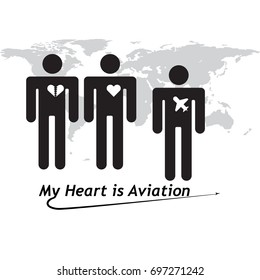 vector flat concept aviation service design and world map background