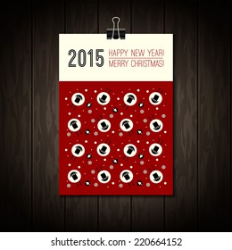 Vector flat concept of "Merry Christmas" or "Happy New Year" design. Christmas tree icon with long shadow. Design elements for calendar or book cover, poster, card, flyer, banner, brochure. A4 paper.