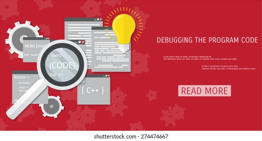Vector flat concept of programming and coding. 