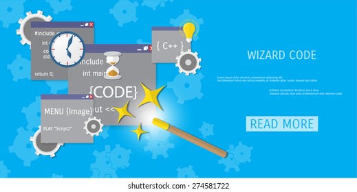 Vector flat concept of programming and coding. 