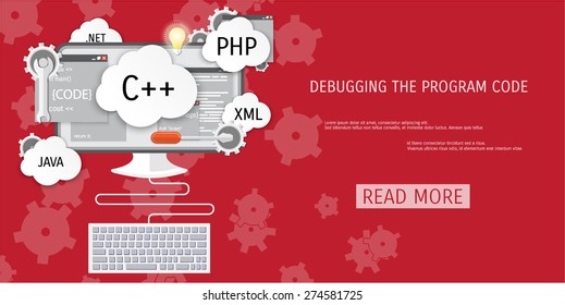Vector flat concept of programming and coding. 