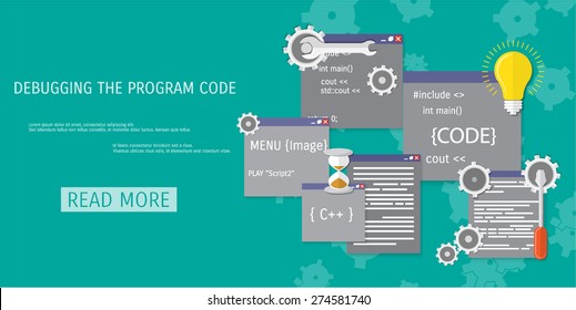 Vector flat concept of programming and coding. 