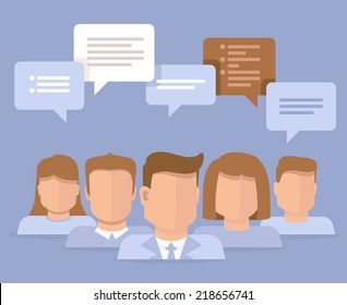 Vector flat concept - teamwork and brainstorming - business icons