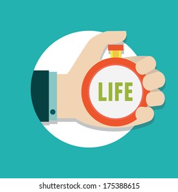 Vector flat concept of time management. Manage life - vector illustration