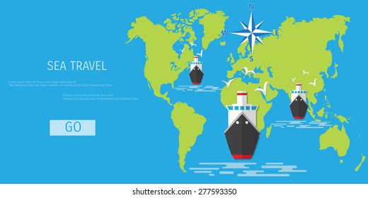 Vector flat concept of World travel and tourism. Holidays and vacation. Concepts for web banners and promotional materials.