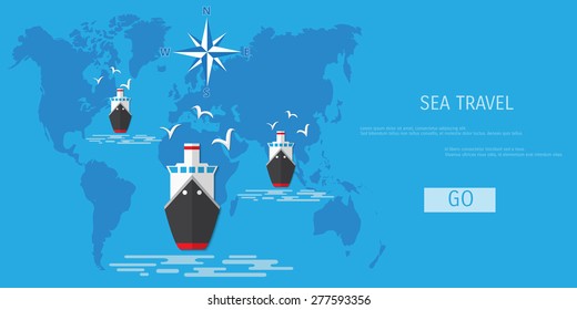 Vector flat concept of World travel and tourism. Holidays and vacation. Concepts for web banners and promotional materials.
