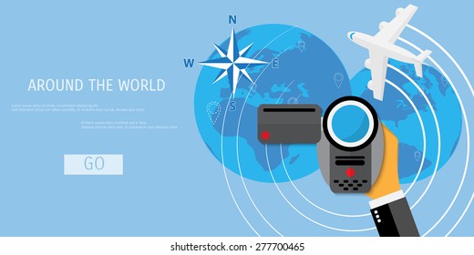 Vector flat concept of World travel and tourism. Holidays and vacation. Concepts for web banners and promotional materials.