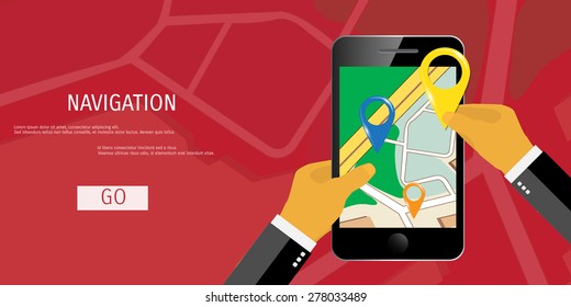 Vector flat concept of World travel and tourism. Navigation. Location search. Concepts for web banners and promotional materials.