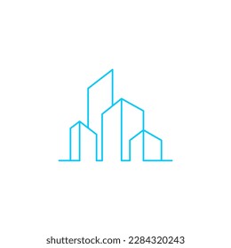 Vector flat construction company brand design template. Building company and architect bureau insignia, logo illustration isolated on white background. Line art.