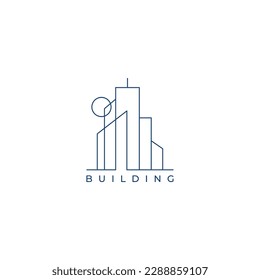 Markendesign-Vorlage für Vektorflachbauunternehmen. Insignien von Bauunternehmen und Architekten, Logo-Illustration einzeln auf weißem Hintergrund. Line Art.