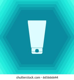 Vector flat cosmetic cream bottle on hexagonal background