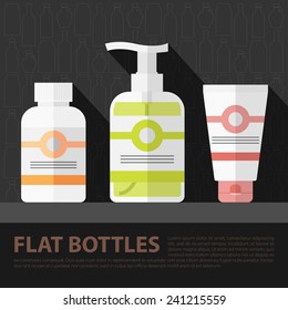 Vector flat cosmetic and health bottles set. Eps10