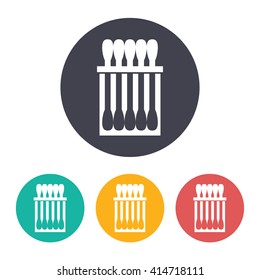 Vector flat cotton swabs icon with set of 3 colors 