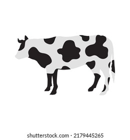 Vector flat cow silhouette with cow print isolated on white background
