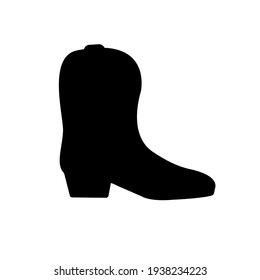 Vector flat cowboy boot silhouette isolated on white background