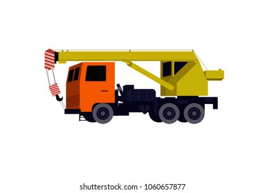 Vector flat crane truck
