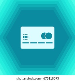 Vector flat credit card icon on hexagonal background . Business collection 