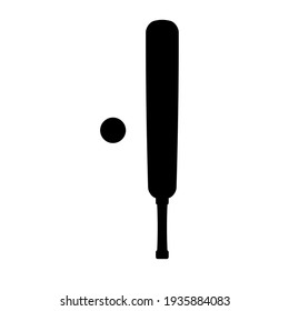 Vector flat cricket bat and ball silhouette isolated on white background