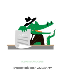 Vector flat crocodile boss contract