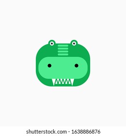Vector Flat Crocodile's face isolated. Cartoon style illustration. Animal's head logo. Object for web, poster, banner, print design. Advertisement decoration element.