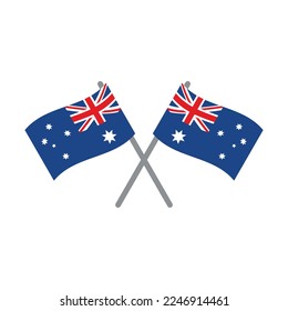 Vector flat crossed Australian flag isolated on white background