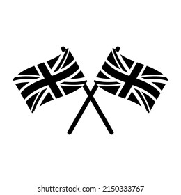 Vector flat crossed black Great Britain flags isolated on white background