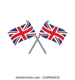 Vector flat crossed Great Britain flags isolated on white background