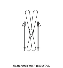 Vector flat crossed ski isolated on white background