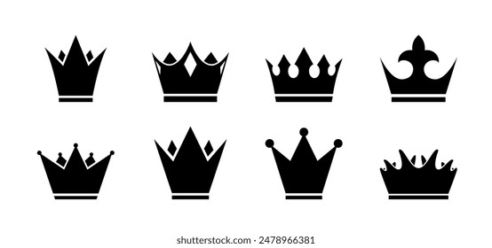 Vector flat crowns. Crown silhouettes icons