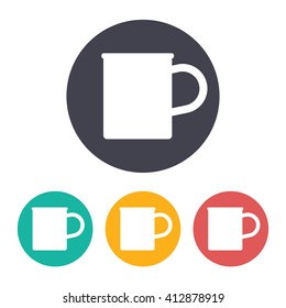 Vector flat cup for tea or coffee icon with set of 3 colors 