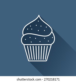 Vector flat cupcake icon isolated outline. Eps10