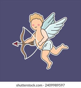 Vector flat Cupid illustration. Baby Cupid with an arrow. Valentines day illustration.