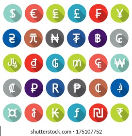 Vector Flat  Currency Symbol  Set (world Money Icons) 