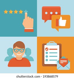 Vector flat customer service concept - icons and infographic design elements - client experience