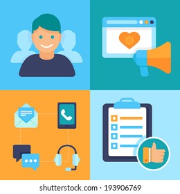 Vector Flat Customer Service Concept - Icons And Infographic Design Elements - Client Experience