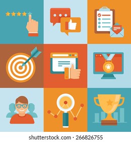 Vector Flat Customer Service Concepts - Icons And Infographic Design Elements - Client Experience And Top Ranking 