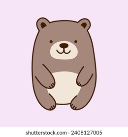 vector flat cute bear illustration with pastel background