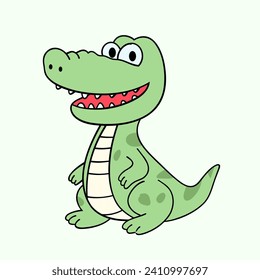 Vector flat cute crocodile illustration with white background