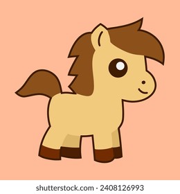vector flat cute horse illustration with pastel background