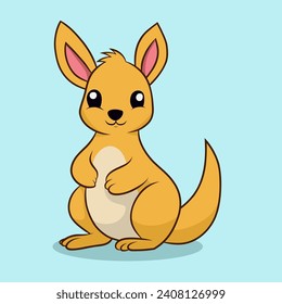 vector flat cute kangaroo illustration with pastel background