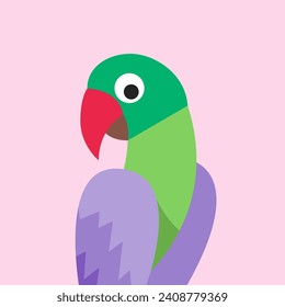 ilustración de loro lindo plano vectorial con fondo pastel
