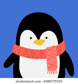 ilustración de pingüino lindo plano vectorial con fondo pastel
