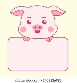 ilustración vectorial plana de cerdo lindo con fondo pastel