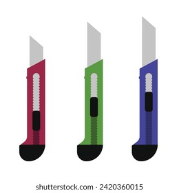 Vector flat cutter sharp objects of various colors